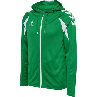 hummel Bluza z kapturem hmlCORE 2.0 Full-Zip (100% rec. poliester) zielona/biała męska