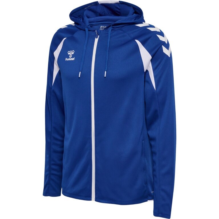 hummel Bluza z kapturem hmlCORE 2.0 Full-Zip (100% rec. poliester) niebiesko/biała Mężczyźni