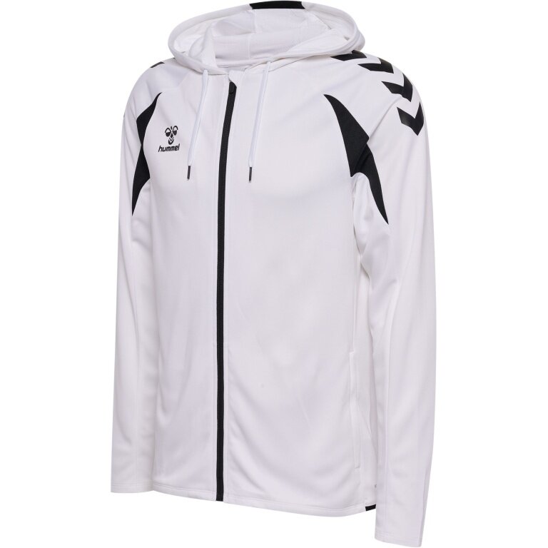 hummel Bluza z kapturem hmlCORE 2.0 Full-Zip (100% rec. poliester) biało/czarna Mężczyźni