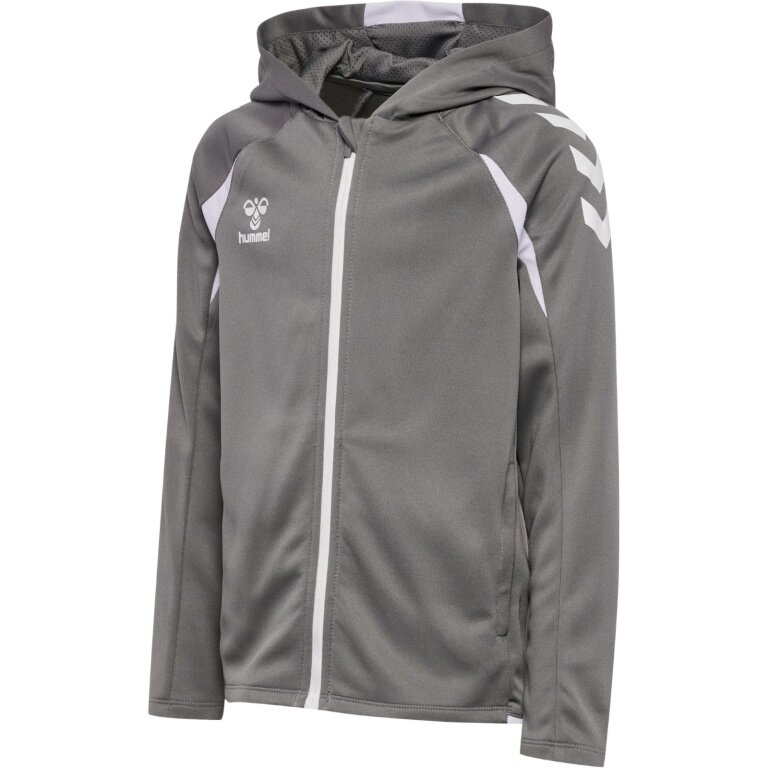 hummel Bluza z kapturem hmlCORE 2.0 Full-Zip (100% rec. poliester) szaro/biała dla dzieci