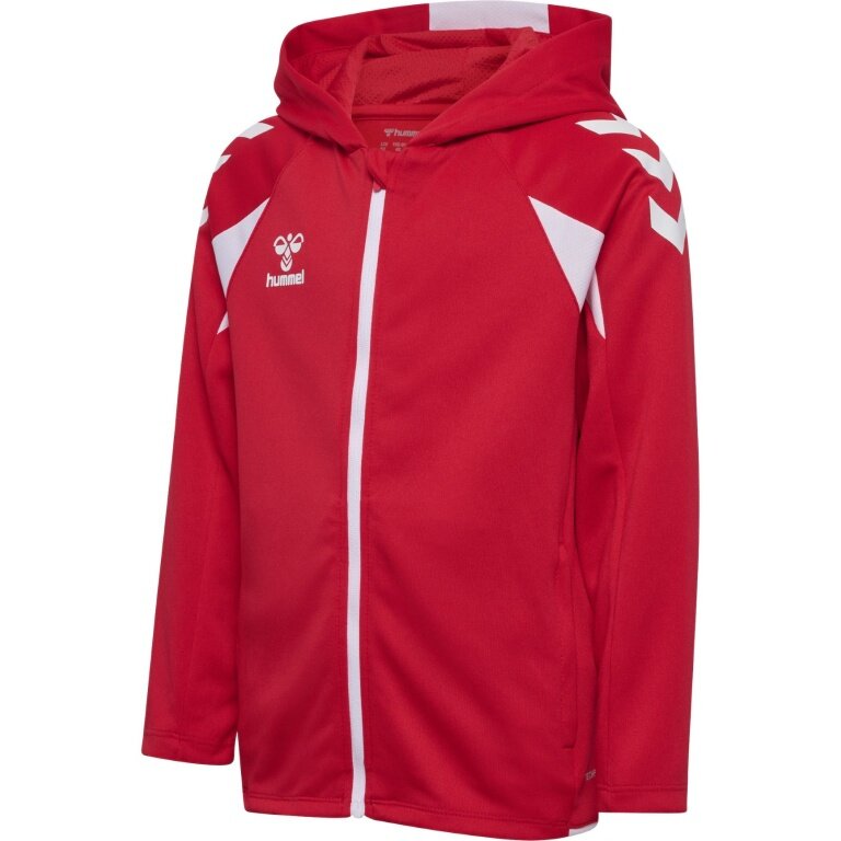 hummel Bluza z kapturem hmlCORE 2.0 Full-Zip (100% rec. poliester) czerwono/biała dziecięca