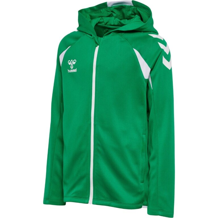 hummel Bluza z kapturem hmlCORE 2.0 Full-Zip (100% rec. poliester) zielona/biała dziecięca