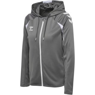 hummel Bluza z kapturem hmlCORE 2.0 Full-Zip (100% rec. poliester) szaro/biała Damska