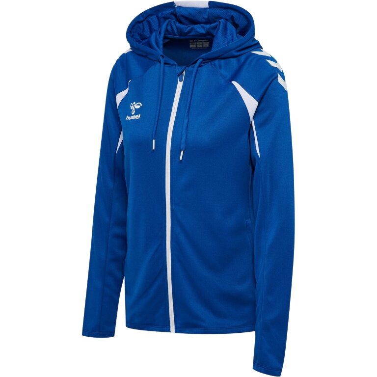 hummel Bluza z kapturem hmlCORE 2.0 Full-Zip (100% rec. poliester) niebiesko/biała Damska