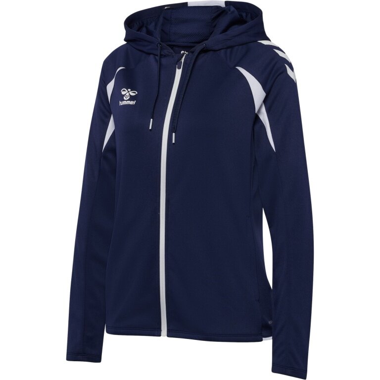 hummel Bluza z kapturem hmlCORE 2.0 Full-Zip (100% rec. poliester) granatowa/biała Damska