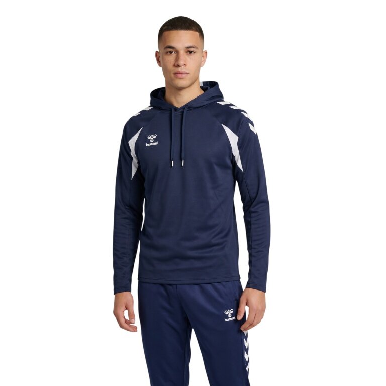 hummel Bluza z kapturem hmlCORE 2.0 (100% recyklingowany poliester) granatowo/biała Mężczyźni