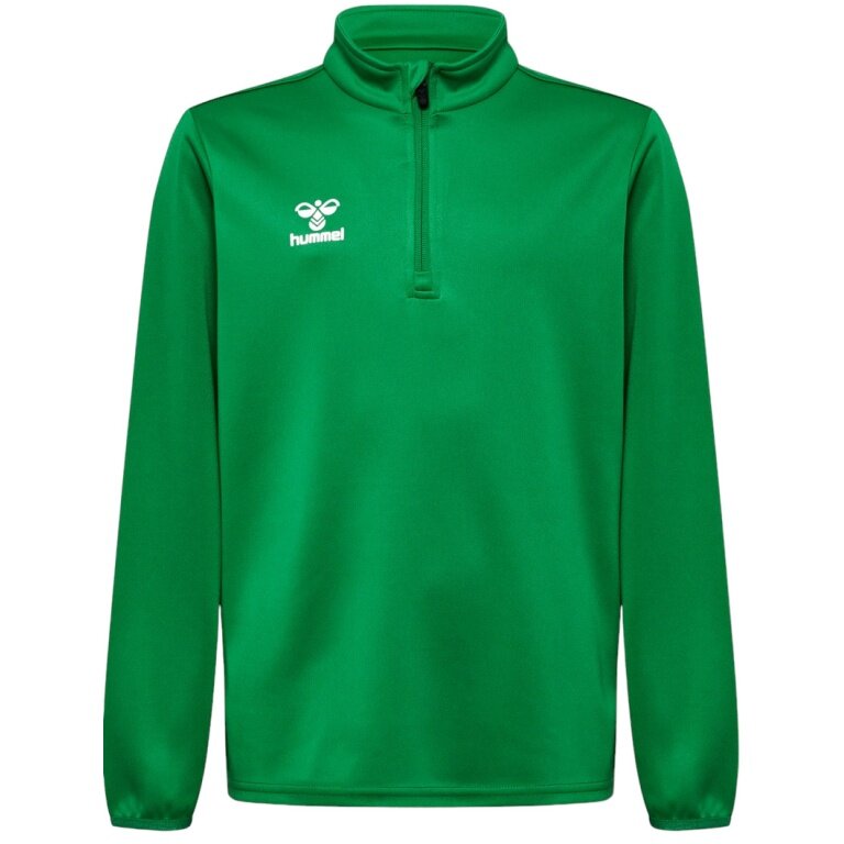 hummel Sportowa koszulka z długim rękawem hmlESSENTIAL Half-Zip (przyjemne uczucie noszenia) zielona dziecięca
