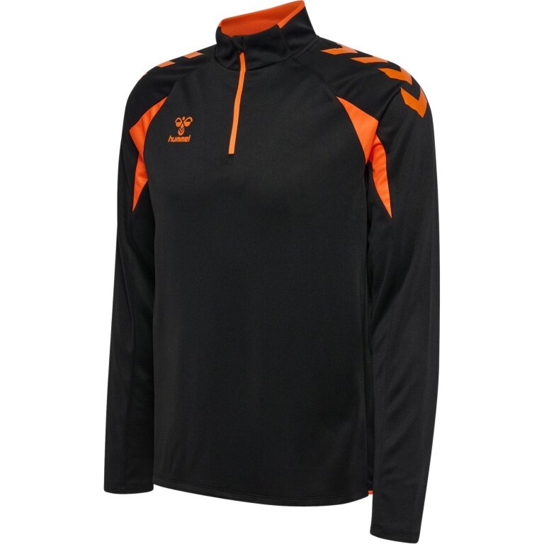 hummel Sportowa koszulka z długim rękawem hmlCORE 2.0 Half Zip (optymalna swoboda ruchów) czarna/pomarańczowa męska