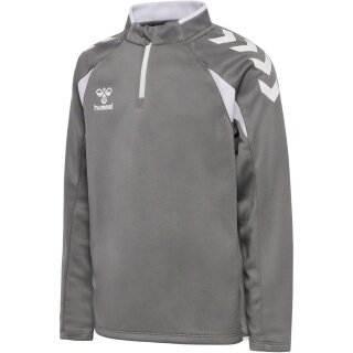 hummel Sportowa koszulka z długim rękawem hmlCORE 2.0 Half Zip (optymalna swoboda ruchów) szara/biała dla chłopców