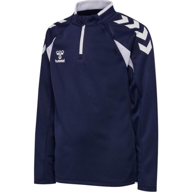 hummel Sportowa koszulka z długim rękawem hmlCORE 2.0 Half Zip (optymalna swoboda ruchów) granatowa/biała dla chłopców