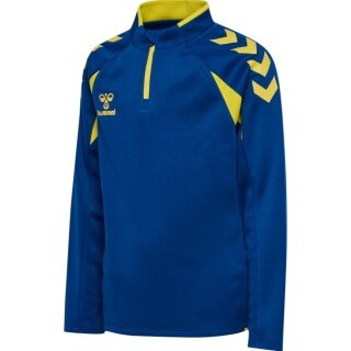 hummel Sportowa koszulka z długim rękawem hmlCORE 2.0 Half Zip (optymalna swoboda ruchów) niebiesko-żółta dla chłopców