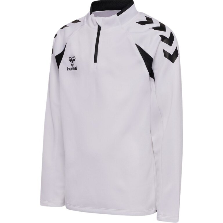 hummel Sportowa koszulka z długim rękawem hmlCORE 2.0 Half Zip (optymalna swoboda ruchów) biała/czarna dla chłopców