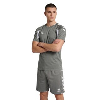 hummel Koszulka sportowa hmlCORE 2.0 (recyklingowany poliester, optymalna swoboda ruchów) krótki rękaw szaro/biała męska