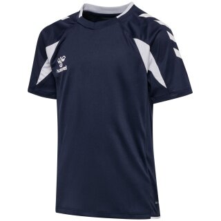 koszulka sportowa hmlCORE 2.0 (recyklingowany poliester, optymalna swoboda ruchów) krótki rękaw granatowo/biała dla chłopców