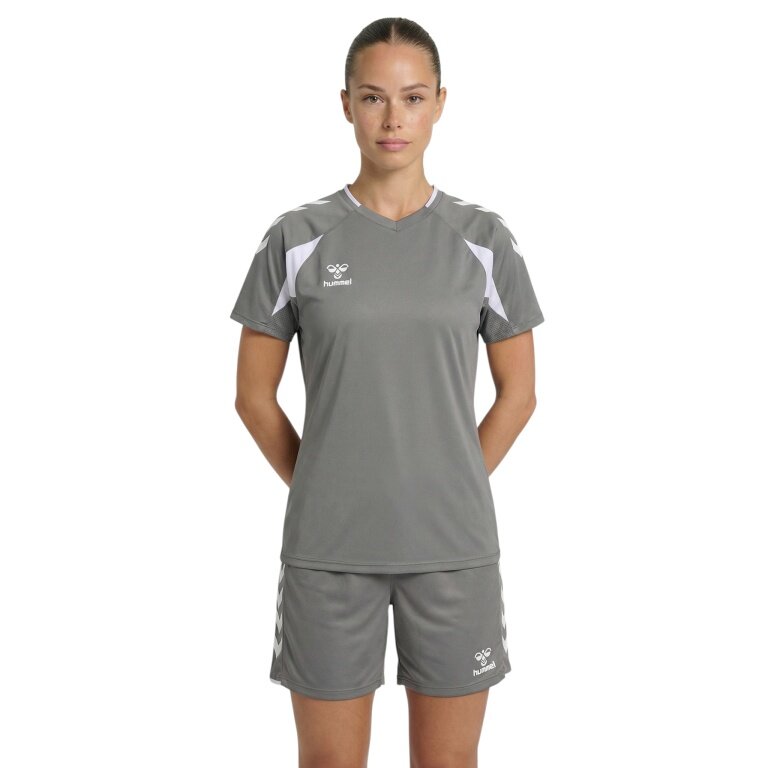 hummel Koszulka sportowa hmlCORE 2.0 (recyklingowany poliester, optymalna swoboda ruchów) szara/biała damska
