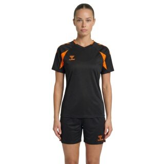 hummel Koszulka sportowa hmlCORE 2.0 (recyklingowany poliester, optymalna swoboda ruchów) czarna/pomarańczowa damska