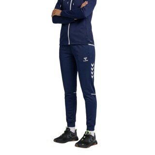spodnie sportowe hmlCORE 2.0 Track Pants (100% rec. poliester) długie granatowe/białe damskie