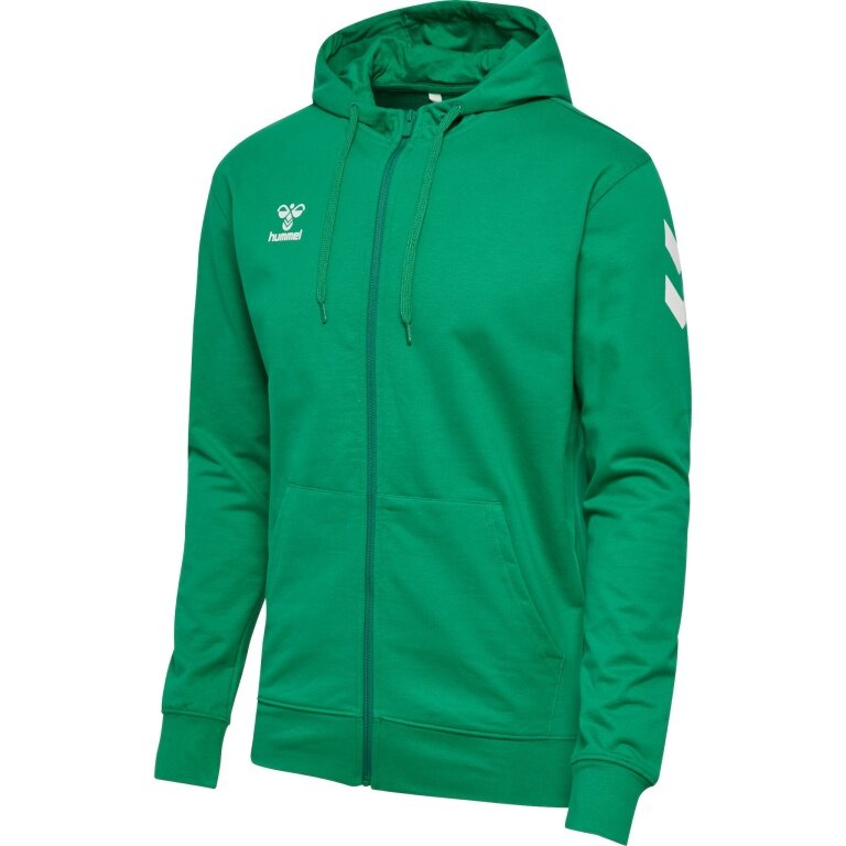 hummel Kurtka treningowa hmlGO 2.0 Chevron Full-Zip Hoodie (bawełna, z kapturem) zielona męska