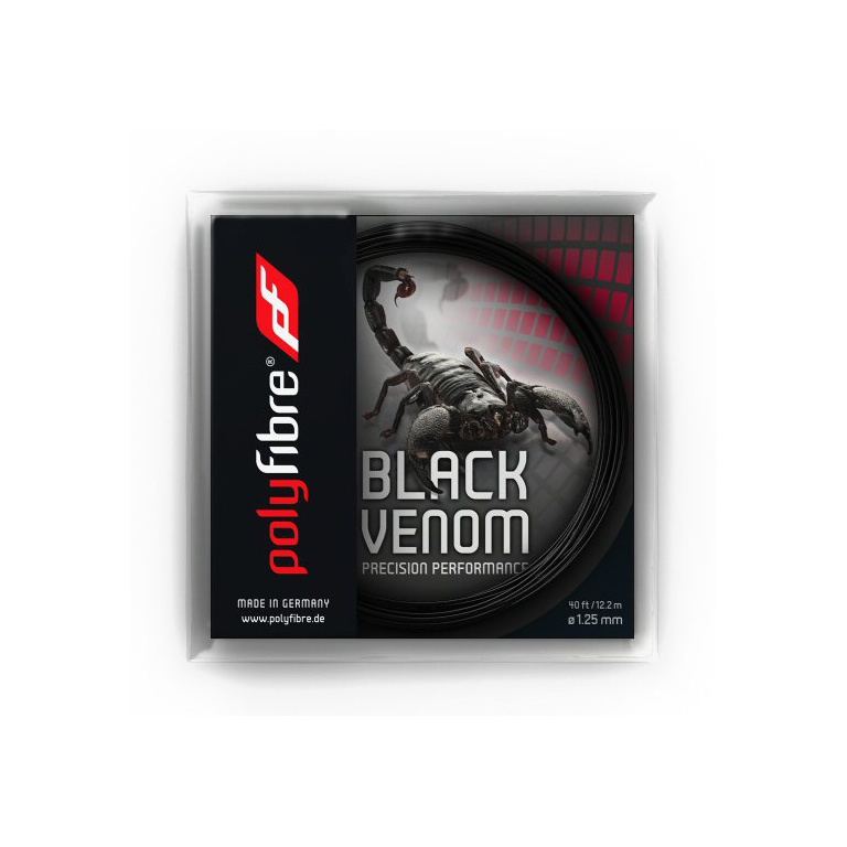 Polyfibre Sznurki tenisowe Black Venom (Trwałość+Kontrola) czarny 12m Zestaw