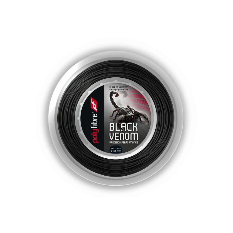 Polyfibre Sznur tenisowy Black Venom (Trwałość+Kontrola) czarny 200m rolka