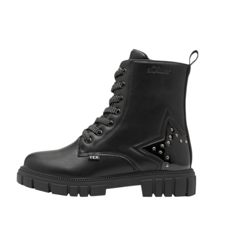 s.Oliver zimowe buty 5-46200-43 z membraną Tex i miękką pianką czarne dziewczęce