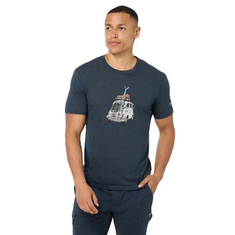 super natural T-shirt Freizeit Carski Tee (Merino-Mix) ciemnoniebieski męski