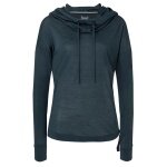 super natural Bluza z kapturem Funnel Hoodie (wełna merino) granatowa damska