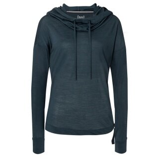 super natural Bluza z kapturem Funnel Hoodie (wełna merino) granatowa damska