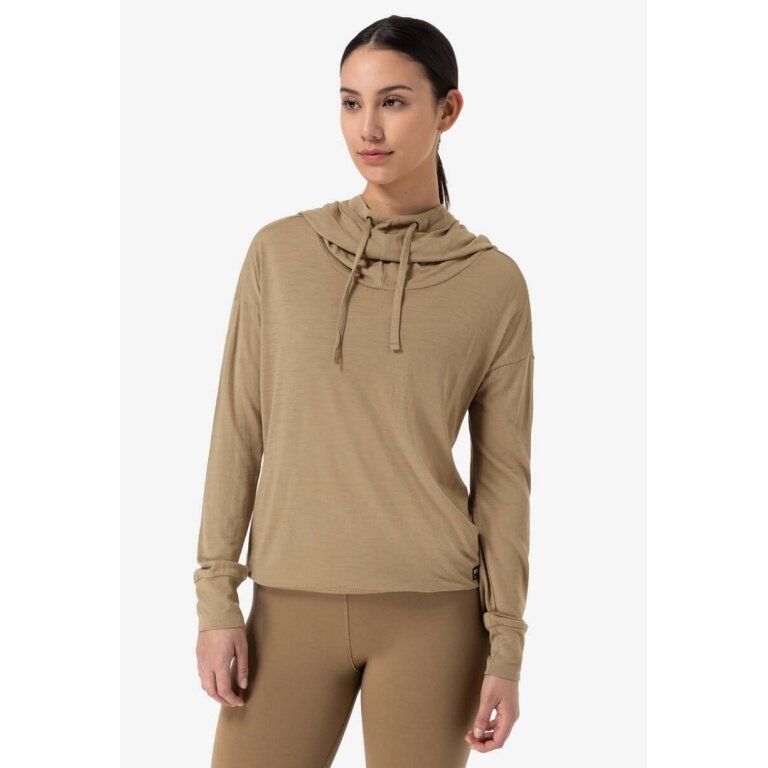 super natural Bluza z kapturem Funnel Hoodie (Wełna merino) piaskowy brąz Damska