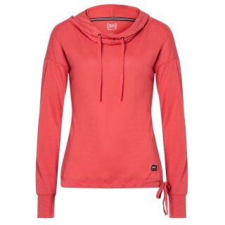 super natural Bluza z kapturem Funnel Hoodie (wełna merino) czerwona Damska