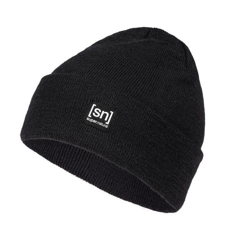 super natural czapka Alpine Beanie (mieszanka wełny merino) czarna - 1 sztuka