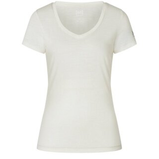 super natural bielizna funkcjonalna koszulka krótki rękaw V-Neck Sierra 140 Tee (mieszanka merino) biały damski