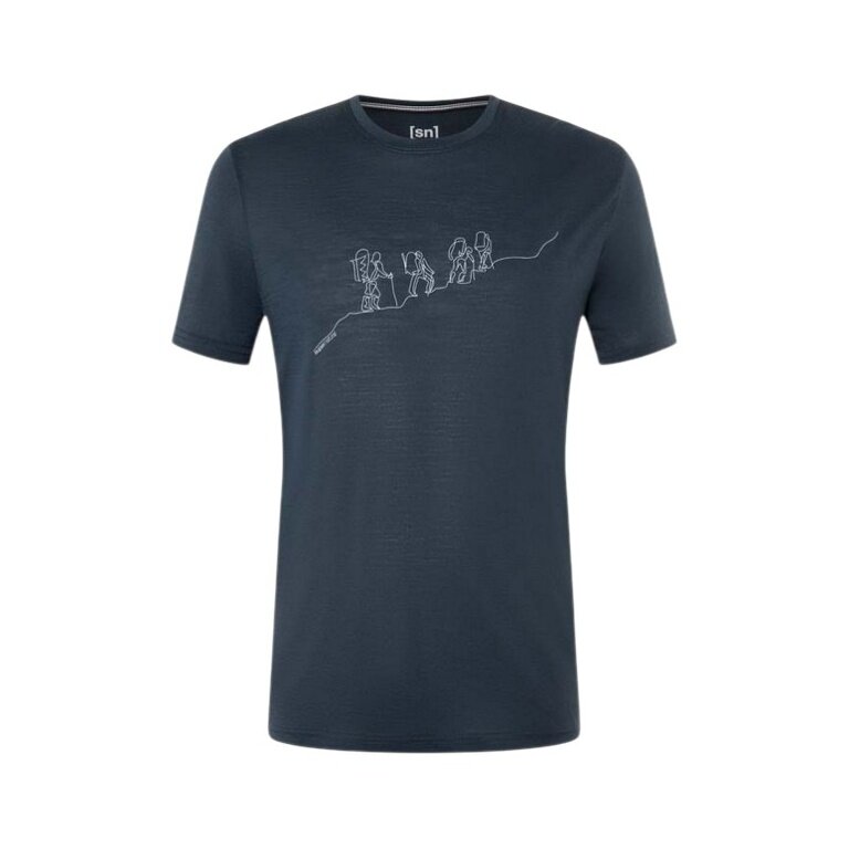 super natural Koszulka graficzna do wędrówek / rekreacji - mieszanka wełny merino - granatowy borówkowy dla mężczyzn