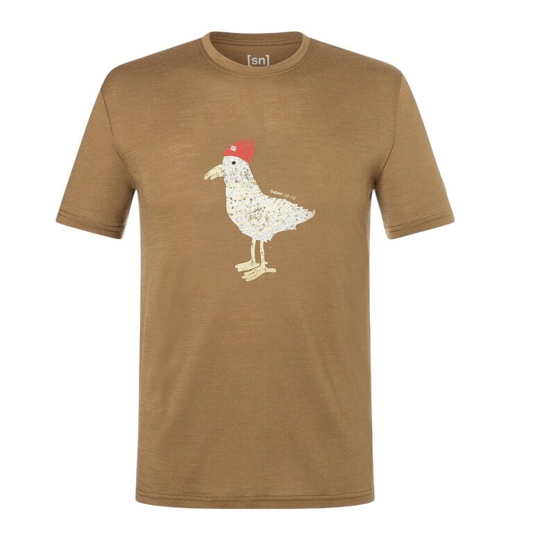 super natural T-shirt Freizeit Johnny (mieszanka merino) brązowy męski