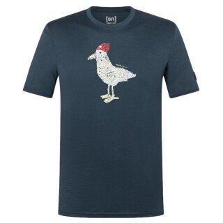 super natural T-shirt Freizeit Johnny (Merino-Mix) ciemnoniebieski męski
