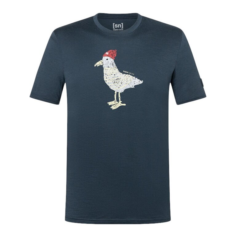 super natural T-shirt Freizeit Johnny (Merino-Mix) ciemnoniebieski męski