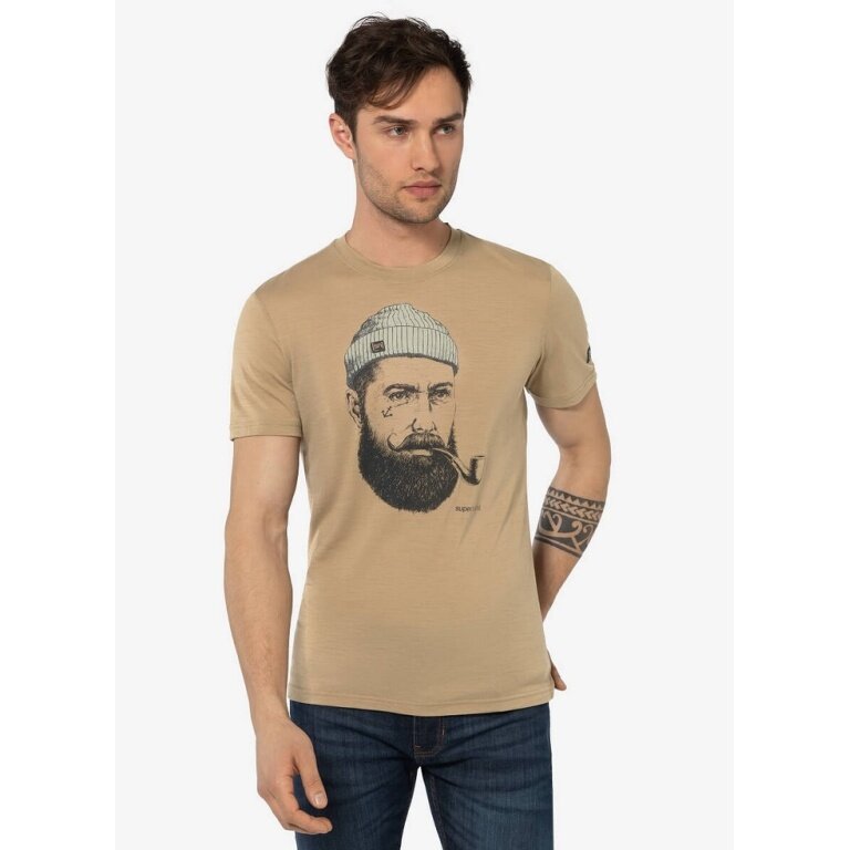super natural Koszulka turystyczna/rekreacyjna Sailor Tee (Mieszanka Merino) piaskowy brąz Mężczyźni