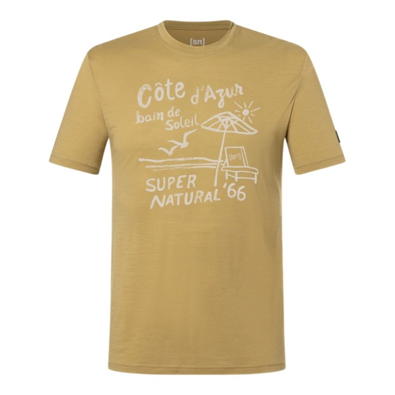 super natural koszulka Freizeit-Tshirt Wood Cote D'Azur Tee (Merino-Mix) żółta męska