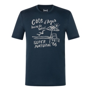 super natural T-shirt Freizeit Wood Cote D'Azur (mieszanka merino) ciemnoniebieski męski