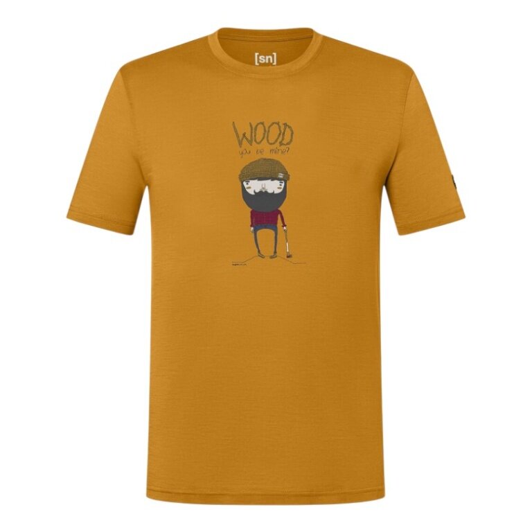super natural T-shirt Freizeit Wood Crafti (Merino-Mix) żółty męski
