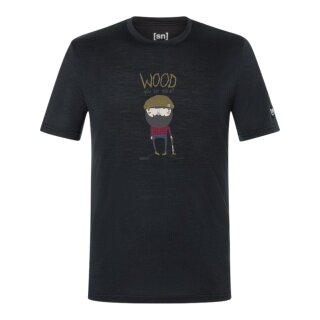 super natural T-shirt Freizeit Wood Crafti (Merino-Mix) czarny męski