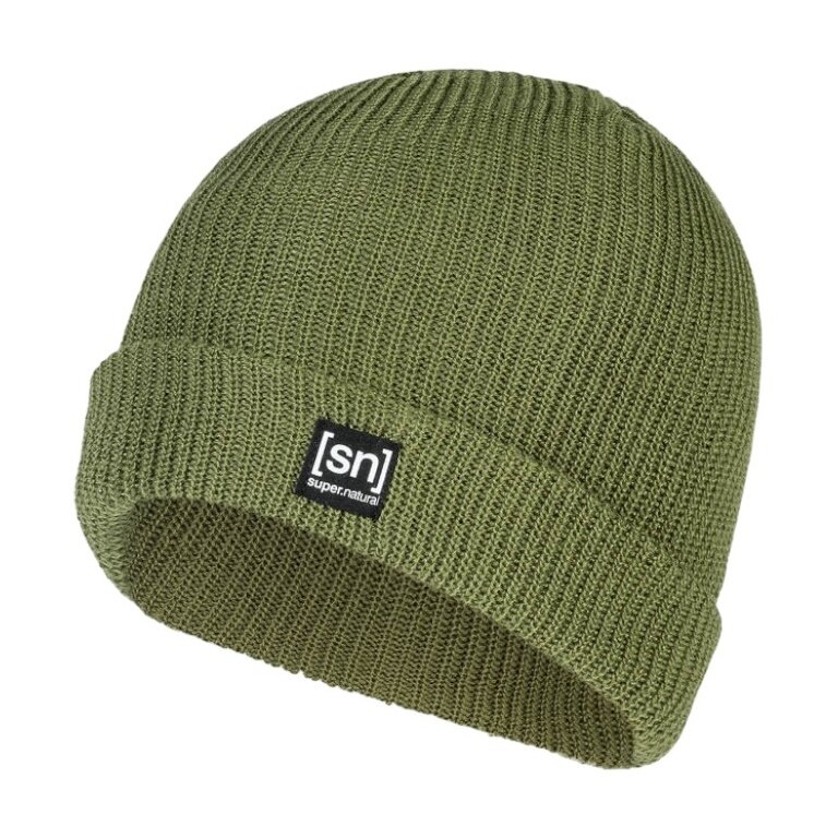 super natural czapka zimowa Merino Basic Beanie (wełna merino, idealna ochrona przed zimnem) zielona - 1 sztuka