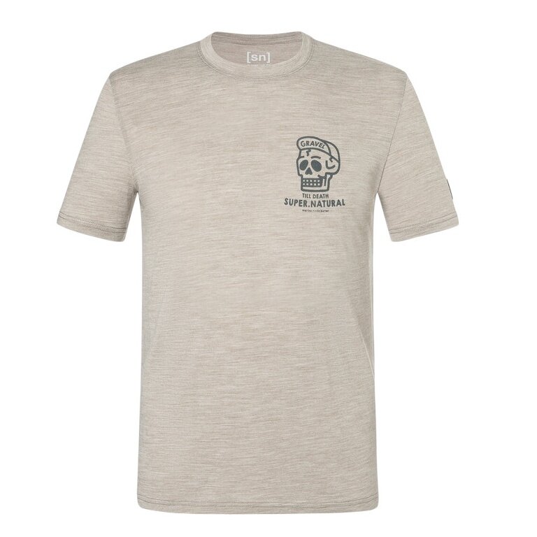 super natural T-shirt Freizeit Gravel (Mieszanka Merino) beżowy męski