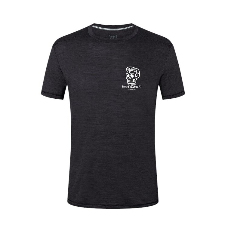 super natural T-shirt Freizeit Gravel (Mieszanka Merino) czarny męski