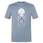 super natural Koszulka sportowa / rekreacyjna Octopussy Tee (mieszanka merino, wygodny krój) szary kamień/niebieski męski