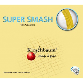 Nawlekanie z użyciem struny tenisowej Kirschbaum Super Smash w kolorze miodowym.