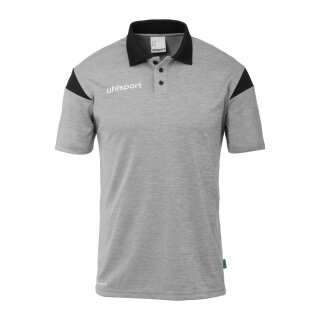 uhlsport Polo sportowe Squad 27 (100% rec. poliester) jasnoszary/czarny Dziecięce
