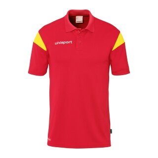 uhlsport Polo sportowe Squad 27 (100% rec. poliester) czerwony/żółty dziecięce