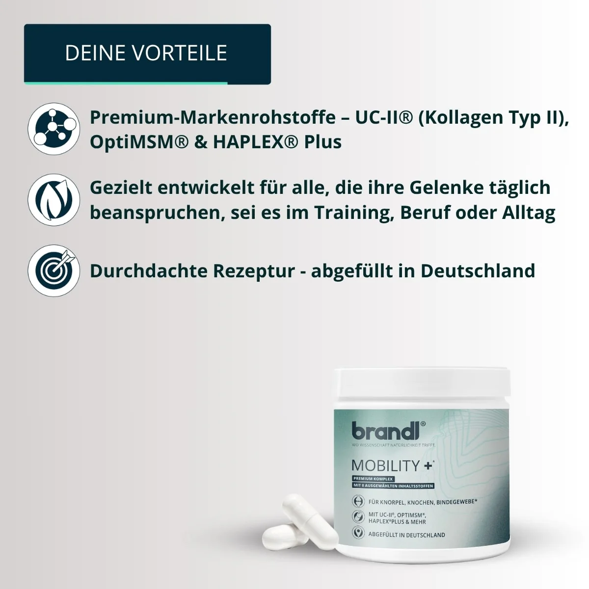Brandl Mobility+ Kapsułki (opracowane dla chrząstki, kości i tkanki łącznej) 120 kapsułek