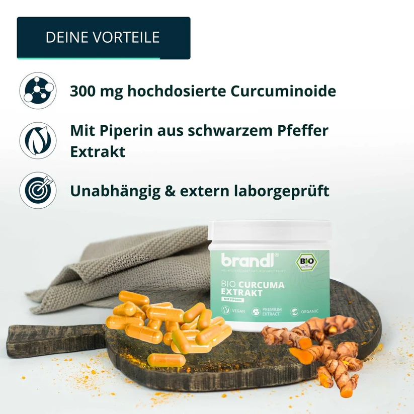 Brandl Kurkuma/Curcuma Ekstrakt (Bio-Kurkuma z czarnym pieprzem) 120 kapsułek